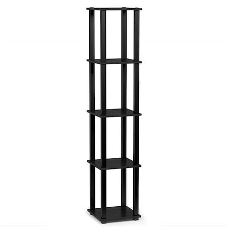 Furinno Furinno 18026AM-BK Turn-S-Tube 5-Tier Corner Square Rack Display Shelf with Square Tube; Americano & Black 18026AM/BK